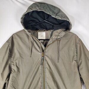 HM LOGG Mens Hooded Full Zip Jacket Olive Green Size M Bomber Windbreaker